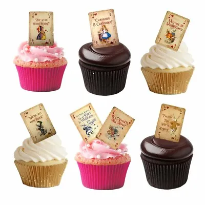 16 Stand Up Vintage Alice In Wonderland Playing Cards Edible Wafer Paper • £2.49