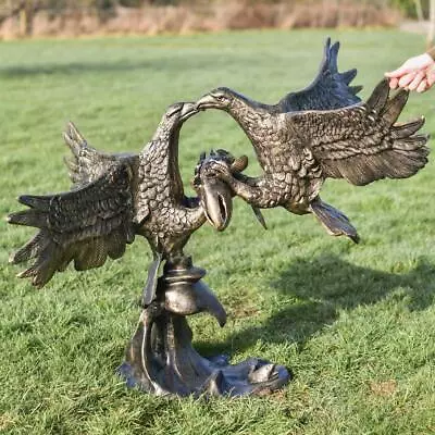 Stunning Fighting Eagles Garden Sculpture - Cast Aluminium Outdoor Ornament • £820