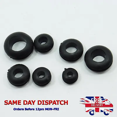 5x Black Double Sided Open Rubber White Grommets Cable Ring Pack Of 5pcs • £2.52