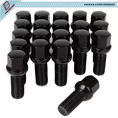 20 M14x1.5 Overtall 48mm Lug Nuts Black 17mm Hex For Volkswagen GTI Atlas Macan • $26.67