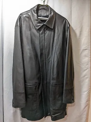 Brioni For Nieman Marcus Black Leather Car Coat Made In Italy • $500