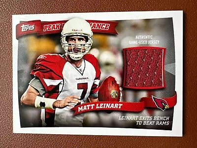 MATT LEINART (Arizona) 2010 TOPPS PEAK PERFORMANCE GAME USED JERSEY CARD #PPR-ML • $1