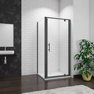 BLACK Frame Pivot Shower Door Enclosure And Tray Walk In Glass Screen Cubicle • £124