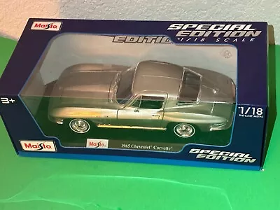 1965 Chevrolet Corvette Maisto Diecast Car Silver 1:18 Scale Special Ed. NEW • $35