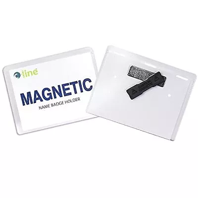 Magnetic Name Badge Holder Kit Horizontal 4w X 3h Clear 20/Box • $23.86