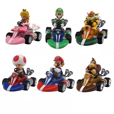 £9.98 • Buy Lot 6 Pcs Super Mario Bros Mini Kart Pullback Figure Collectable Doll Toy Gift