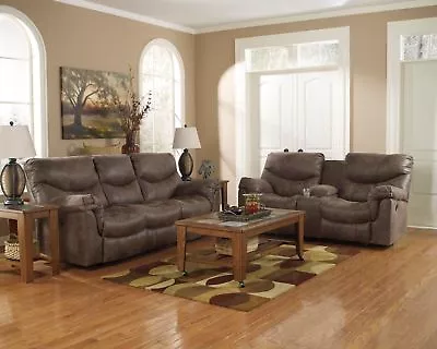 $1395 • Buy Ashley Furniture Alzena Gunsmoke Reclining Sofa And Loveseat