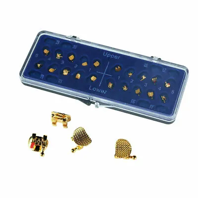 AZDENT Dental Orthodontic 24K Gold Plated Brackets Mini 022 MBT 345 Hooks Braces • $11.03