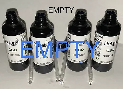 Lot Of 4 Empty Violet Glass Nuleaf Naturals Miron Bottles Clean Dropper Look • $7.99