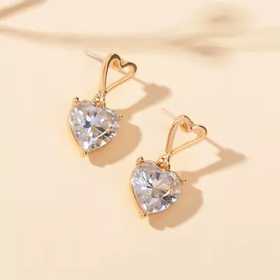 $2.99 • Buy Anniversary Wedding Jewellery Cubic Zirconia Hypoallergenic Heart Stud Earrings