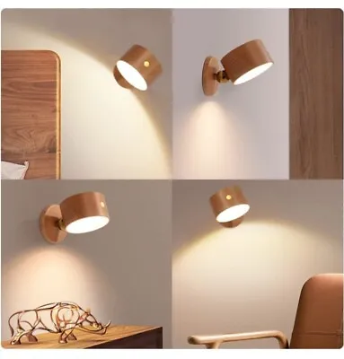 LED Wall Sconce Battery Operated Wall Lights USB Charging Port 360°Rotate Lamp • £34.95