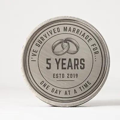 Survived Marriage Coin: Funny Personalised Wedding Anniversary Gift For Him • £6.99