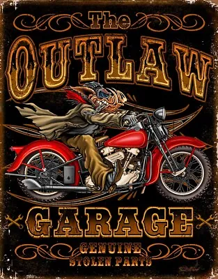 Motorcycle Outlaw Biker Garage Harley Service Hog Wall Décor Metal Tin Sign USA • $21.99