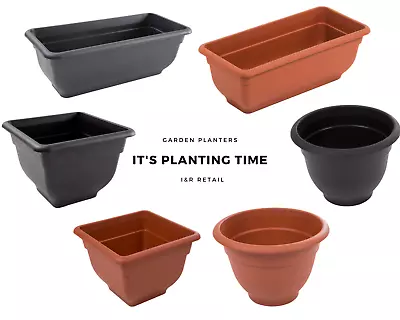 Garden Plant Flower Planter Pot Indoor & Outdoor Use Square Round Rectangle Pots • £3.99