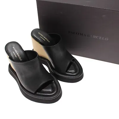 $247.49 • Buy Paloma Barcelo NWB Lana Wedge Platform Sandals Size 36 US 6 In Black/Tan