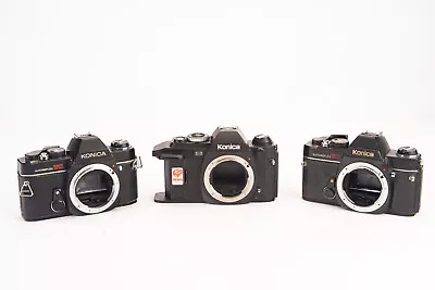 Lot Of 3 Konica 35mm Film Camera Bodies Autoreflex TC FS-1 For Parts Repair V12 • $40.67