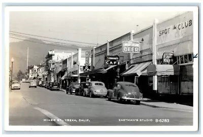 C1940's Miner Street Club Cafe Drug Store View Yreka CA RPPC Photo Postcard • $19.97