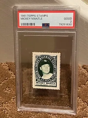 1961 Topps Stamps Mickey Mantle PSA 2 NEW CASE Presents Really Well • $129.95
