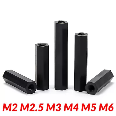 M2 M2.5 M3 M4 M5 M6 Black Nylon Plastic Hex Coupling Nuts Metric DIN 6334 • $1.99