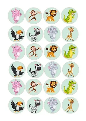 Safari Jungle Animals Edible Cupcake Topper Decoration Thick Wafer Icing Sheet  • £3.95