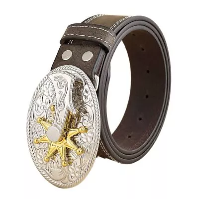 Floral Engraved Men's Belt Western Cowboy Causal Belt  Jeans 33  To 40  Waist • £12.02