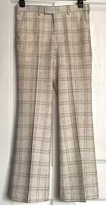 £55 • Buy Mens Vintage Flared Trousers Waist 32 Albrovian Terylene Check 1970s UNUSED