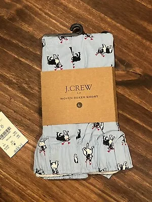 NWT J CREW Boxer Underwear Large Blue Dogs Frenchie • $16.99