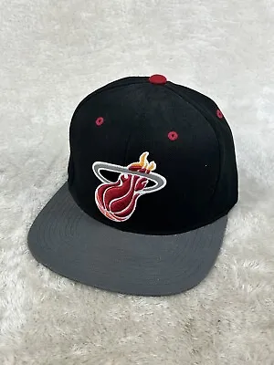 Miami Heat NBA Mitchell & Ness Snapback Hat Adjustable Black And Red • $9.67