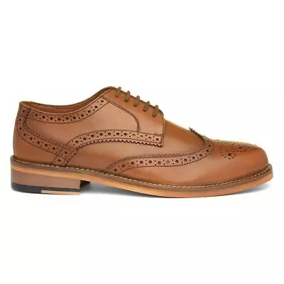 Catesby Mens Shoes Brown Adults Brogues Tan Lace Up Leather Formal Smart SIZE • £34.99