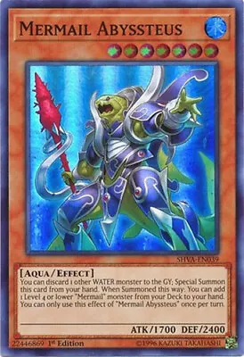 3 X Yu-Gi-Oh Card - SHVA-EN039 - MERMAIL ABYSSTEUS (super Rare Holo) - NM/Mint • $2.89