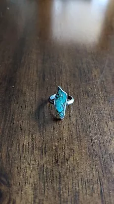 Vintage Southwest Sterling Jewelry Ring Turquoise Size 3 1/2 K3 • $20