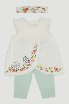 Baby Girls Outfit Summer Spring 3 Piece Flower Print Set Nutmeg Safari Floral • £8.09