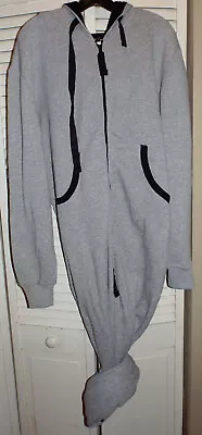 New Mens Cabin 2xl Gray One Piece Jumpsuits Nightwear Heavy Weight Pajamas • $33.99