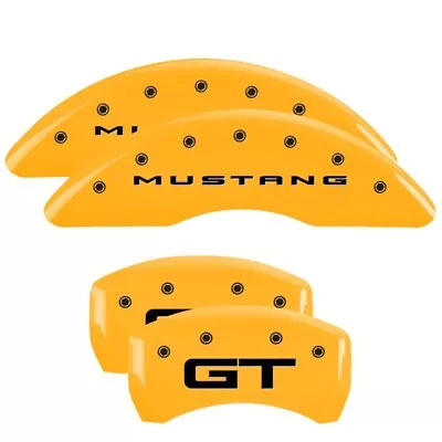 MGP Caliper Covers W GT Engraving 4 PC Kit Gloss Yellow For 2015-22 Ford Mustang • $299