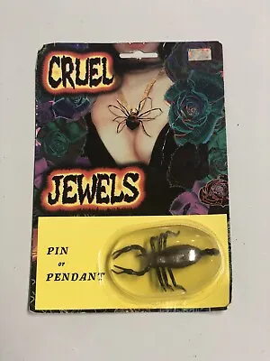 Vtg Prank Halloween Brooch Pin Elvira Scorpion Cruel Jewels NOS Pendant Novelty • $12