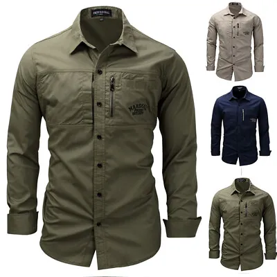 £18.57 • Buy New Men's Long Sleeve Shirts Tactical Work Casual Outdoor Military Army Shirt