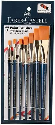 Faber-Castell Paint Brush FLAT - Set Of 7 (Navy Blue) |Brush No. 124681012 • $14.99