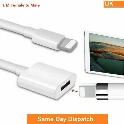 Extension Data Cable 1M 8Pin Female To Male For Apple IPhone 6 7 8 Plus IOS IPad • £4.69