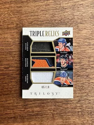 Gretzky Mcdavid Messier 2020-21 UD Trilogy Triple Relics Game Worn Oilers • $694.30