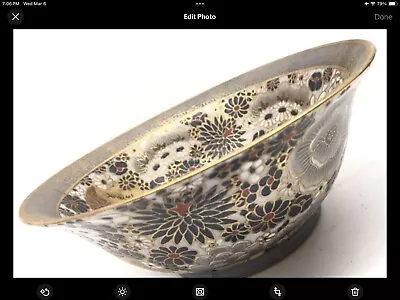 VTG MCM Gold Gilded Floral Hand Painted Porcelain Bowl Made Macau China Region • $95