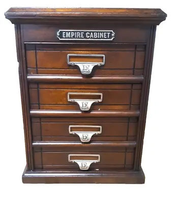  Empire Cabinet  Antique Walnut Four Drawer Apothecary Wood Office File Cabinet • $369.99