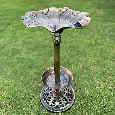 Solar Lighted Bird Bath For Yard And Garden With Planter Bowl - Antique Bronze • $54.99