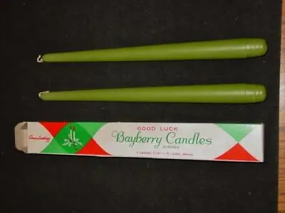 Vintage Candle-Lite Candles - BAYBERRY Christmas GREEN Candles Pair 12  Inch NEW • $12.99