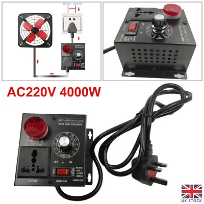 AC 220V 4000W Variable Voltage Regulator Speed Motor Fan Control Controller NEW • £16.65