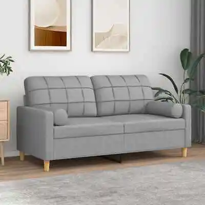 2-Seater Sofa With Throw Pillows Light Grey 140 Cm Fabric • $401.28