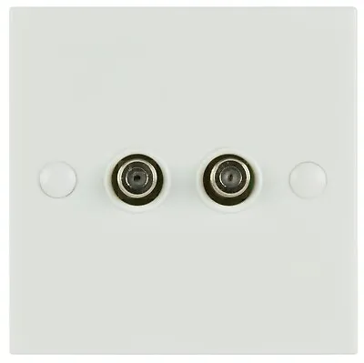 Double F-Type Screw Wallplate Termination Via Screw/Clamp White Flushmount Cable • £5.99