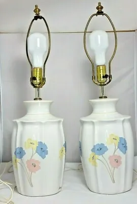 Vintage Pair Murray Feiss Table Lamps Light Flower Modern Ceramic Floral • $207