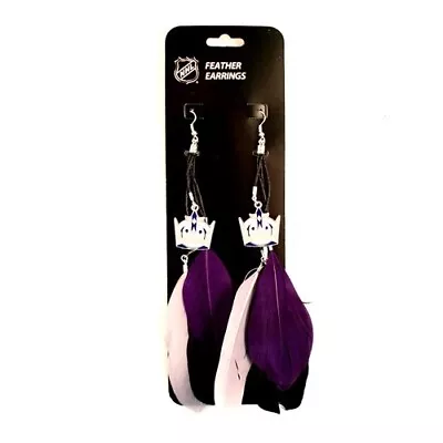 NHL Los Angeles LA Kings Hockey Team Color Feather Dangle Style Earrings • $14.99