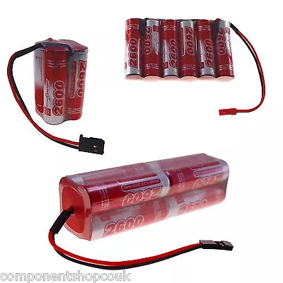 4.8v 6v 7.2v 9.6v 12v 14.4v 2600mAh VapexTech Rechargeable AA Ni-MH Battery Pack • £8.95