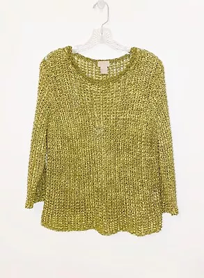 Sigrid Olsen Green Open Weave Knit Top Size Large • $18